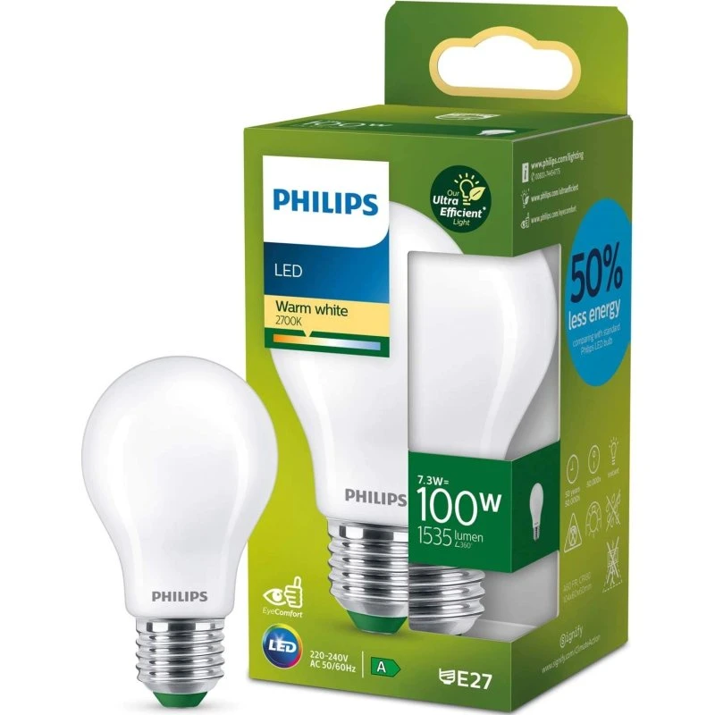 Philips LED E27 7,3W (100W) 1535lm 2700K Frosted