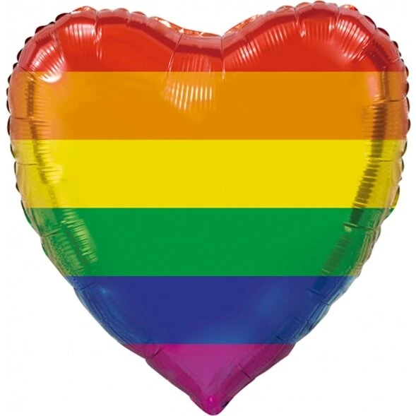 Folieballon Hjerte regnbue 92 cm
