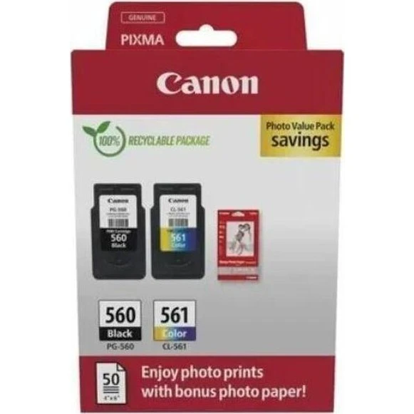 Canon PG-560 + CL-561 Photo Value Pack med fotopapir