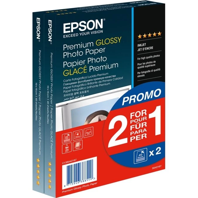 Epson Premium Glossy fotopapir 10x15 cm 255 g/m² – 80 ark