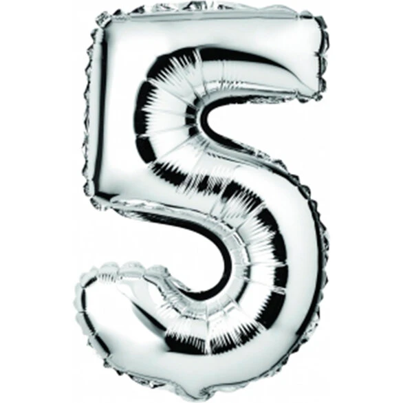 Folieballon nr. 5, sølv 60 cm