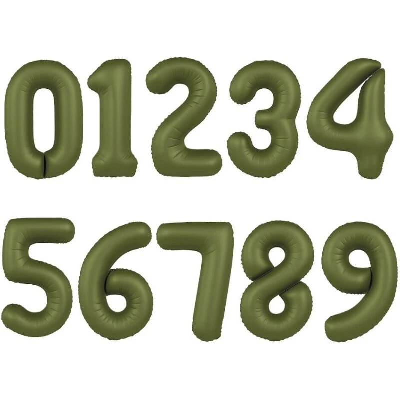 Folieballon Tal 86 cm – Olivengrøn (0–9, folie)