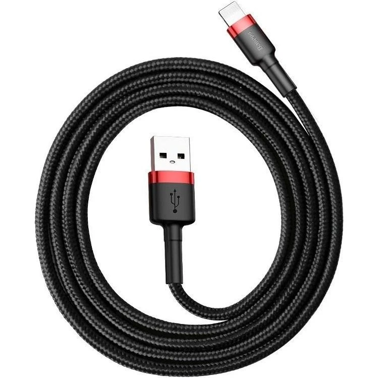 Baseus Cafule Lightning-til-USB kabel 2 m (sort/rød)