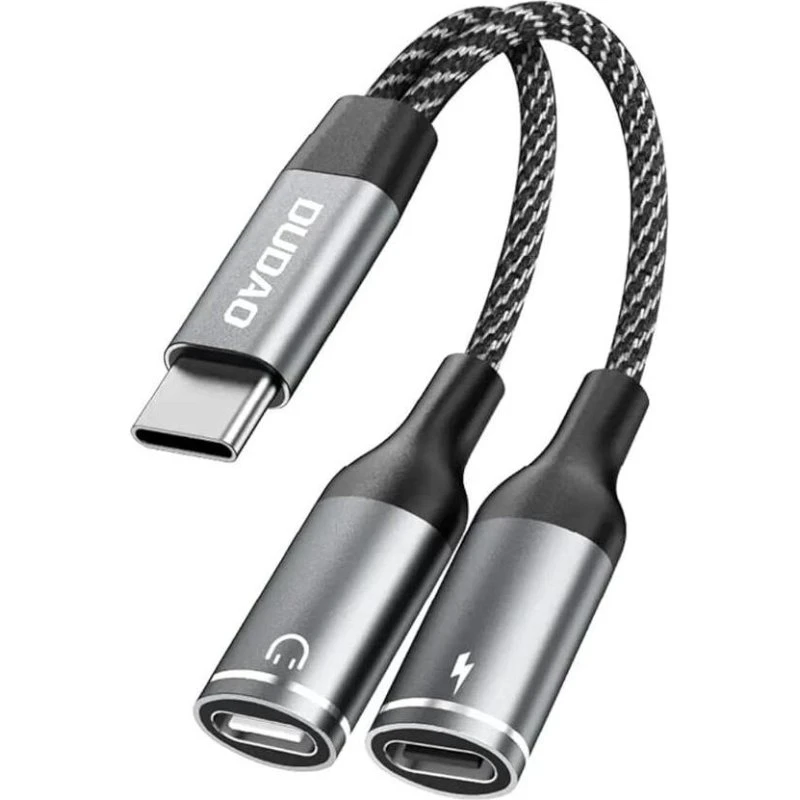 Dudao L13C+ 2-i-1 USB-C adapter – grå/sort