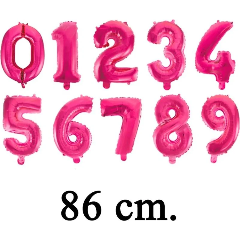 Folieballon tal 6, pink 86 cm