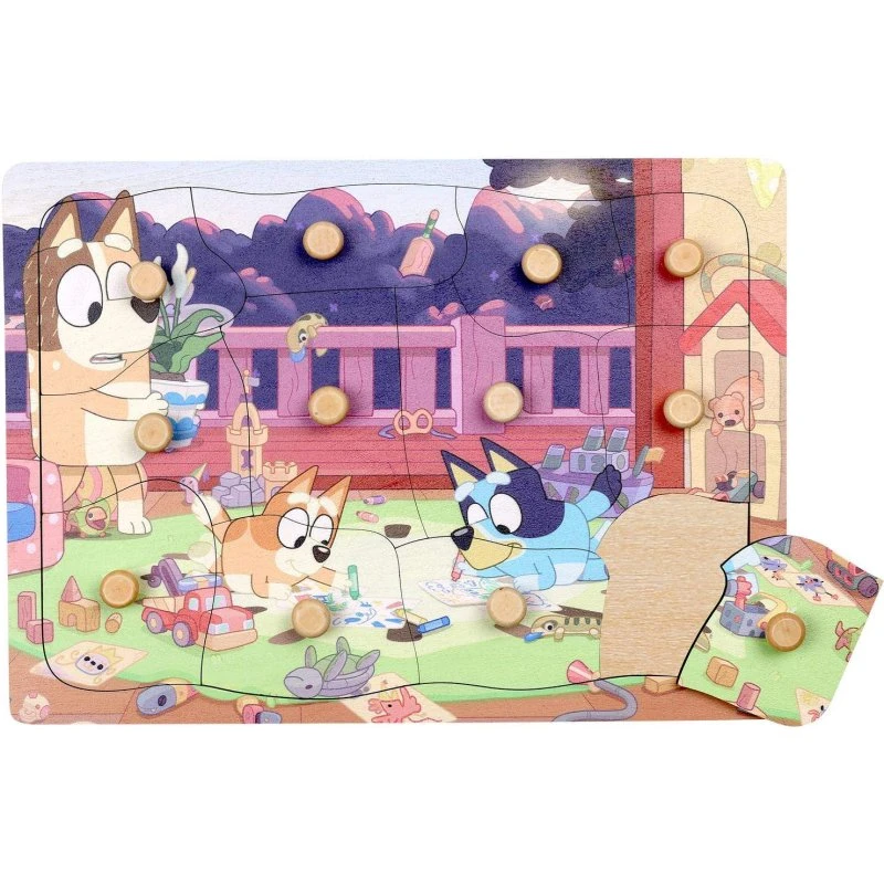 Bluey træpuslespil med 12 knopper (2+ år)