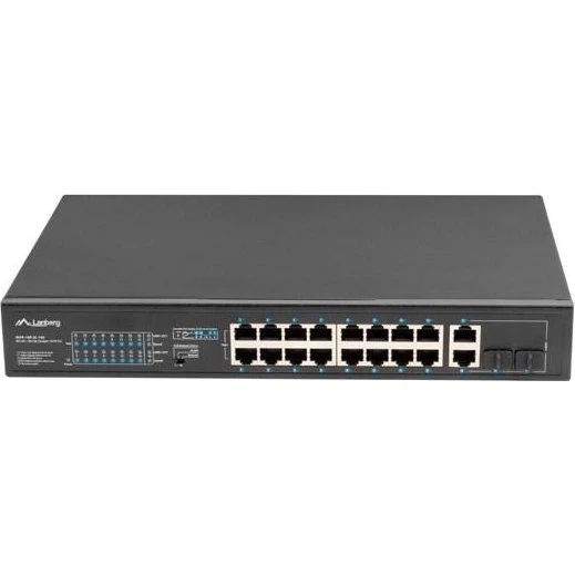 Lanberg 19" Rack PoE+ Switch 16x 10/100 + 2x SFP (150W)