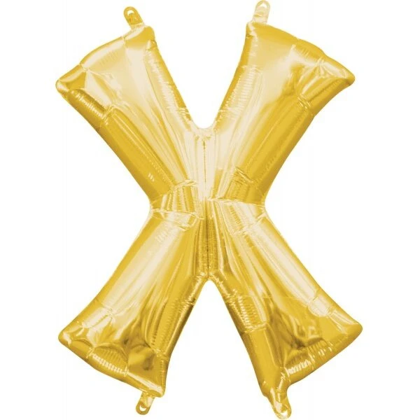Mini folieballon bogstav X, guld 35 cm
