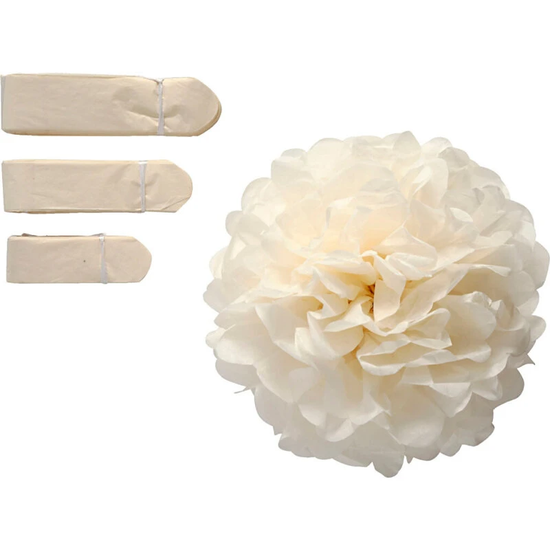 Papirpomponer 3 stk. – lyseblå Ø20/24/30 cm