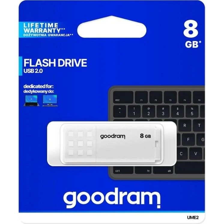 Goodram UME2 8 GB USB 2.0 - hvid