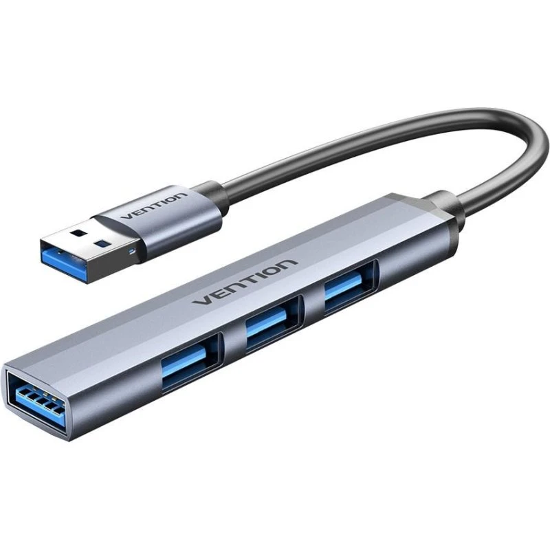 Vention USB-hub 4-porte (USB 3.0 + 3×USB 2.0), 0,15 m, grå