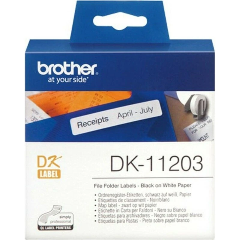 Brother DK-11203 etiketter 17×87 mm, 300 stk (sort/hvid)