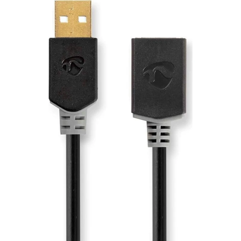 Nedis USB-forlængerkabel 2 m USB-A han til USB-A hun – Antracit