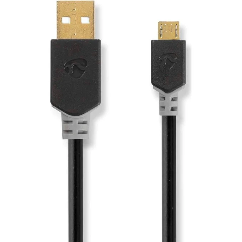 Nedis USB 2.0 kabel 2 m – USB-A til Micro-USB (antracit)