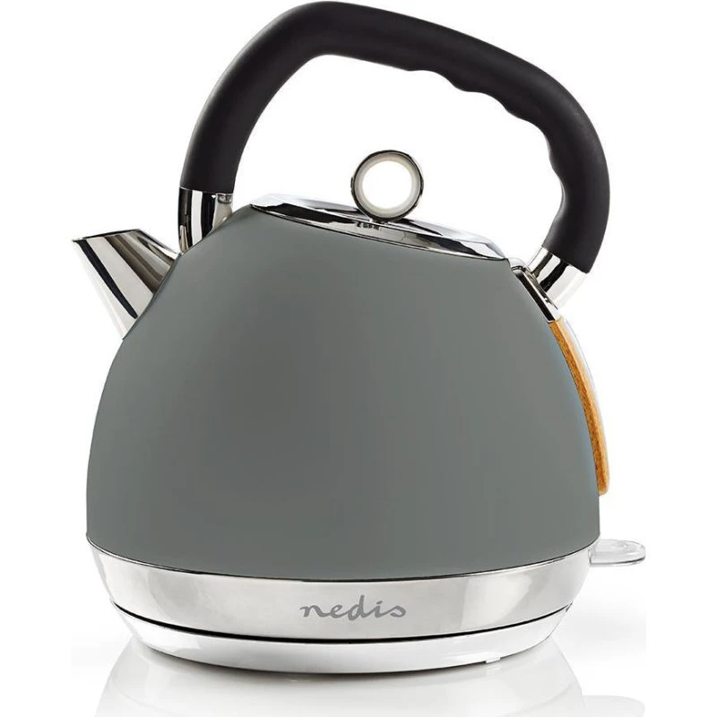 Nedis Elkedel 1,8 L Soft-Touch Grå – 360° Base, Skjult Varmeelement