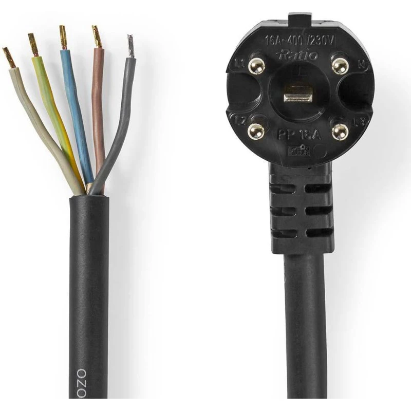 Perilex ovnstrømkabel 5-pin, åben ende 1,5 m - sort