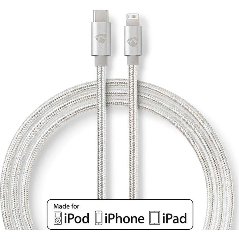 Nedis Lightning–USB-C kabel 2 m | Flettet nylon