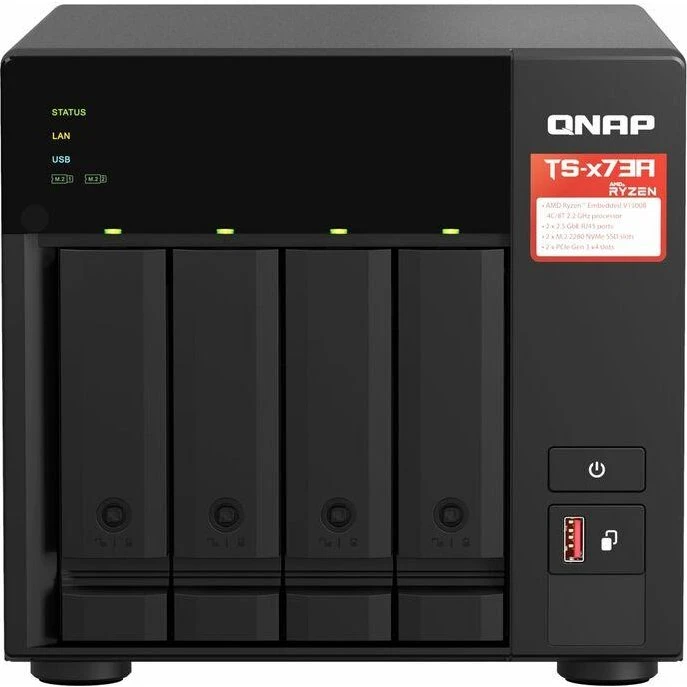 QNAP TS-473A 4-bay NAS (8GB, Ryzen, 2x2.5GbE) + switch