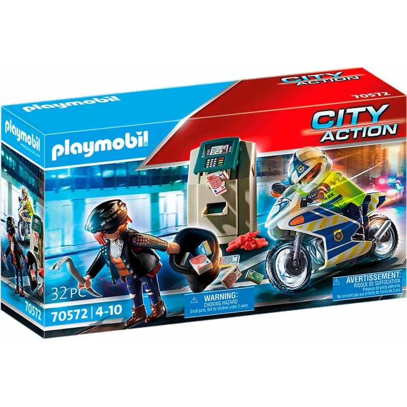 Playmobil City Action: Politimotorcykel - Forfølgelse af pengerøveren