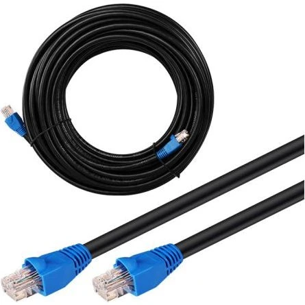CAT6 UTP udendørs netværkskabel 30 m – sort (RJ45)