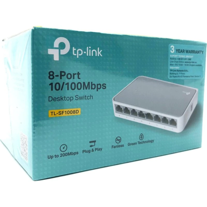 TP-Link TL-SF1008D 8‑port 10/100 Mbps netværksswitch