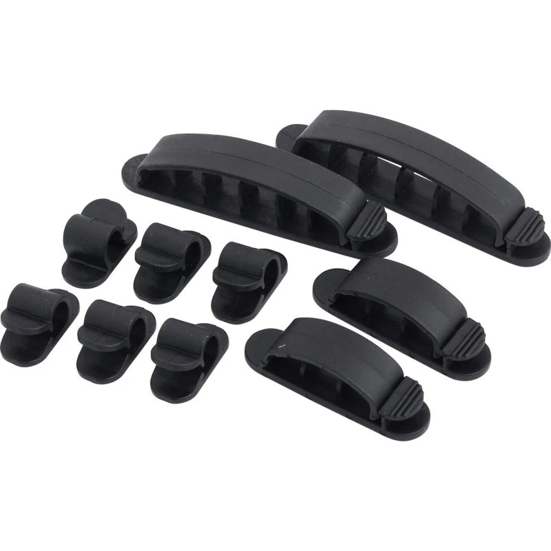 LogiLink kabelstyringssæt 10 dele, selvklæbende - sort