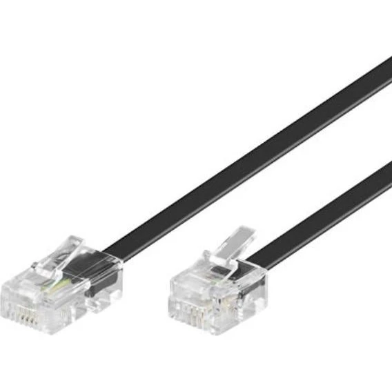 Goobay fladt telefon-/netværkskabel RJ45→RJ11 6 m, sort