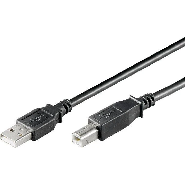 USB-kabel A til B 3 m, USB 2.0 dobbelt afskærmet – sort