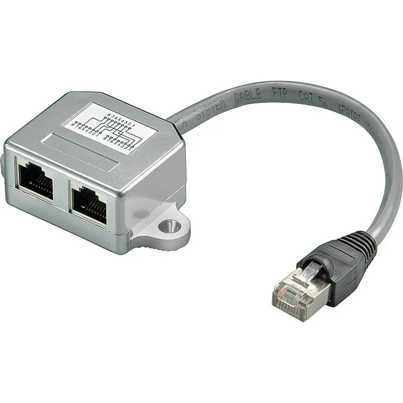 Goobay RJ45 Y-adapter CAT5 1→2, 15 cm, grå