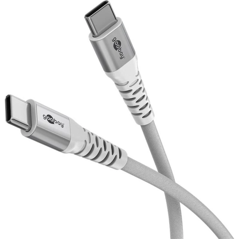 USB-C til USB-C 0,5 m Goobay 60W PD, flettet hvid