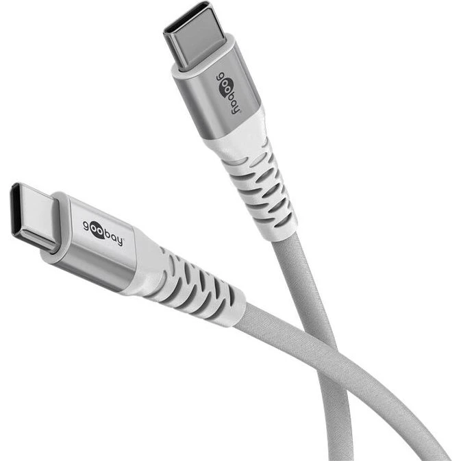 USB-C til USB-C tekstilkabel 2 m – 60W PD, 480 Mbps, hvid