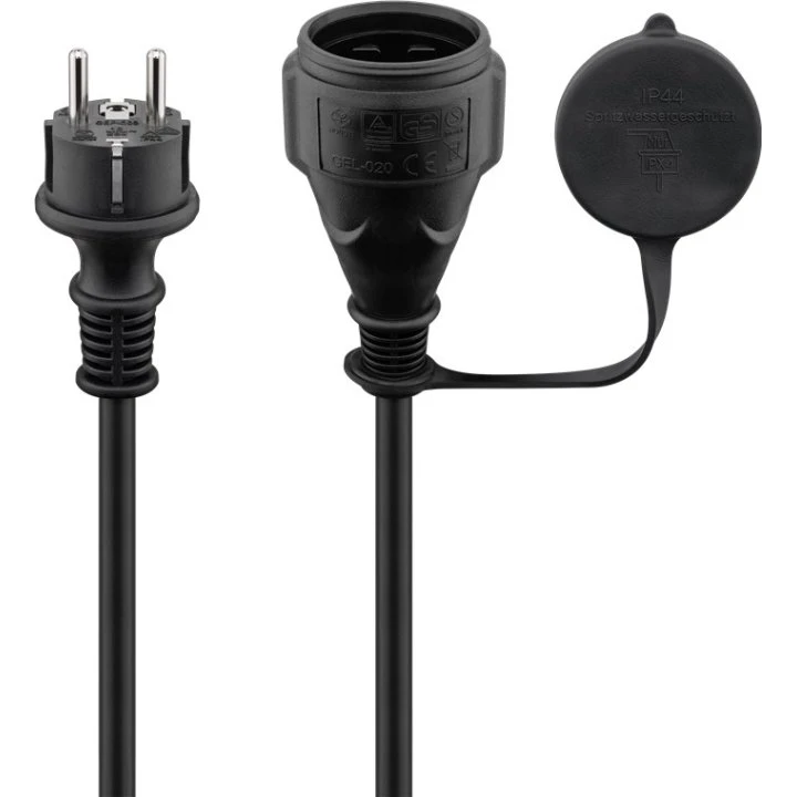 Goobay udendørs strømforlængerkabel 10 m, jordet, sort