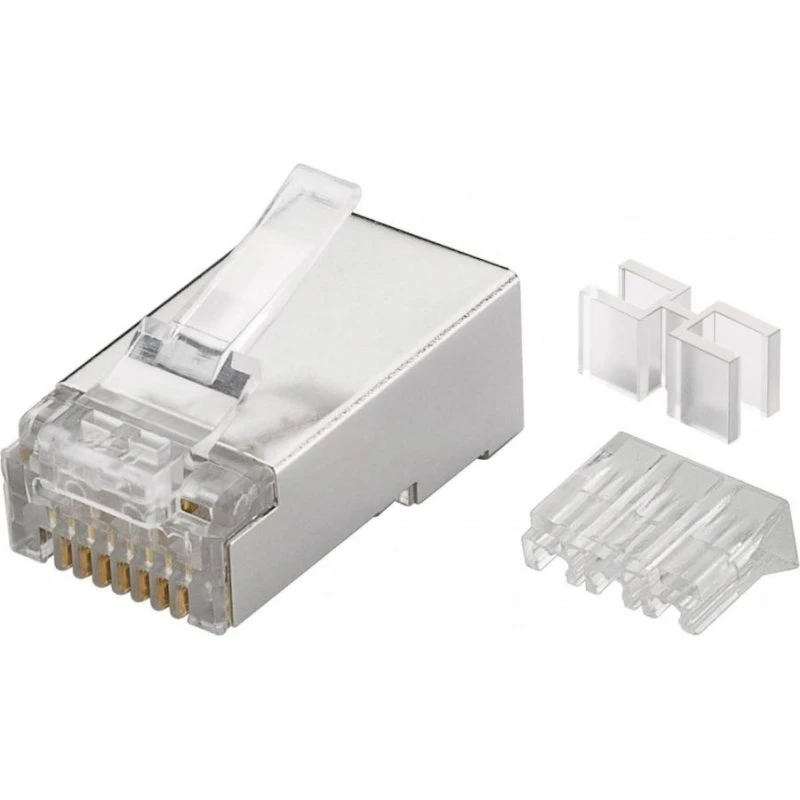 RJ45 8P8C Cat6a FTP/STP modularstik 10 stk. – sølv