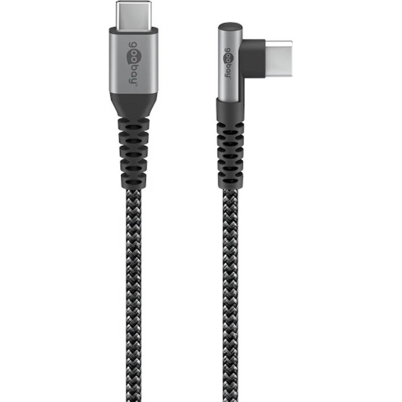 Goobay USB-C 90° vinklet kabel 1 m – sølv/grå
