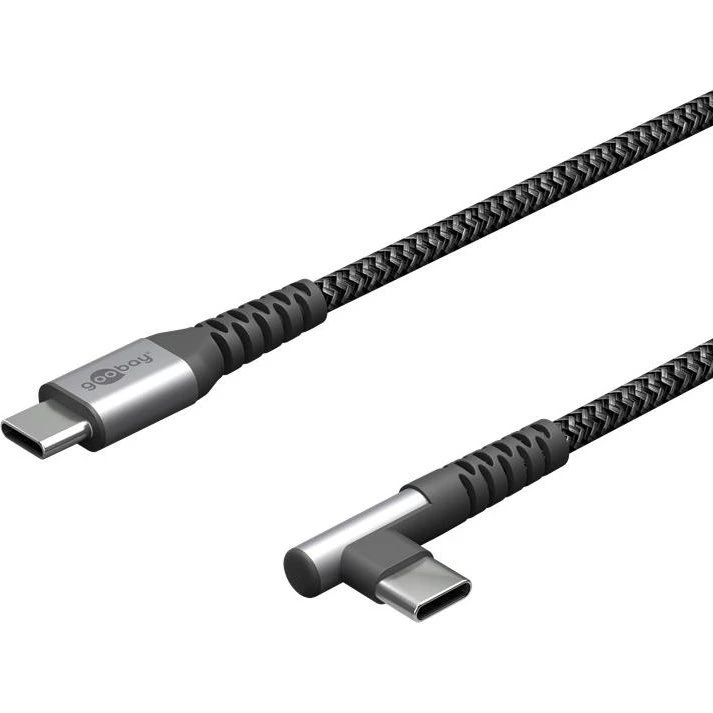 Goobay USB-C kabel 90° tekstil 2 m – Space Grey