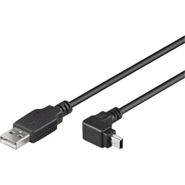USB 2.0 A til mini-B 90° kabel 1,8 m - sort