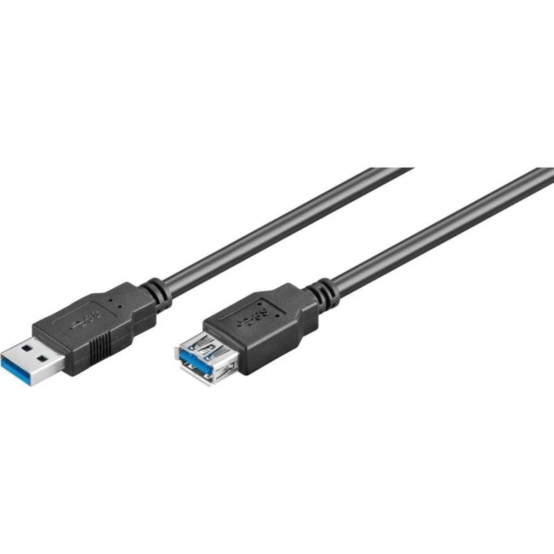 USB 3.0 forlængerkabel A han til A hun 1,8 m - sort