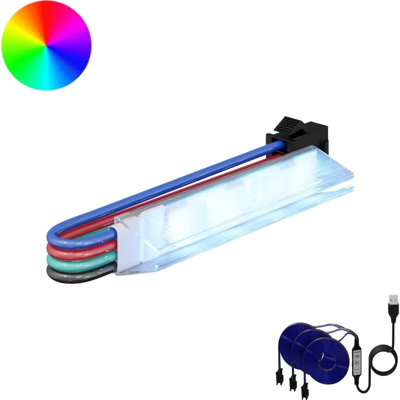 Multifarvet LED-strip 150–174 cm, sort (kobber/plast)
