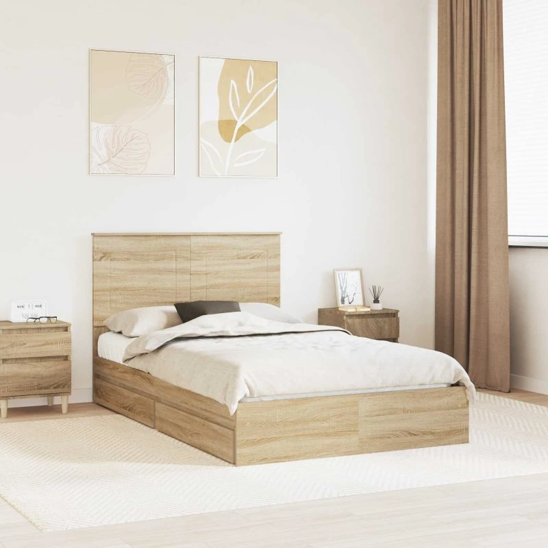 Opbevaringsseng Sonoma eg 120x200 cm – konstrueret træ