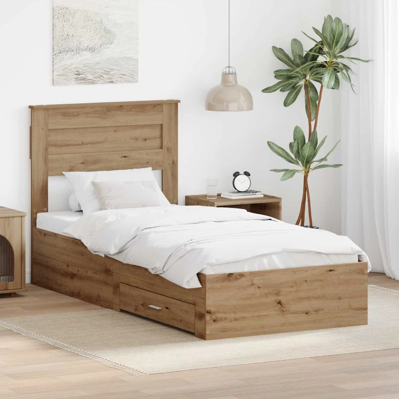 Sengestel Artisan Egetræ 100x200 cm med opbevaring
