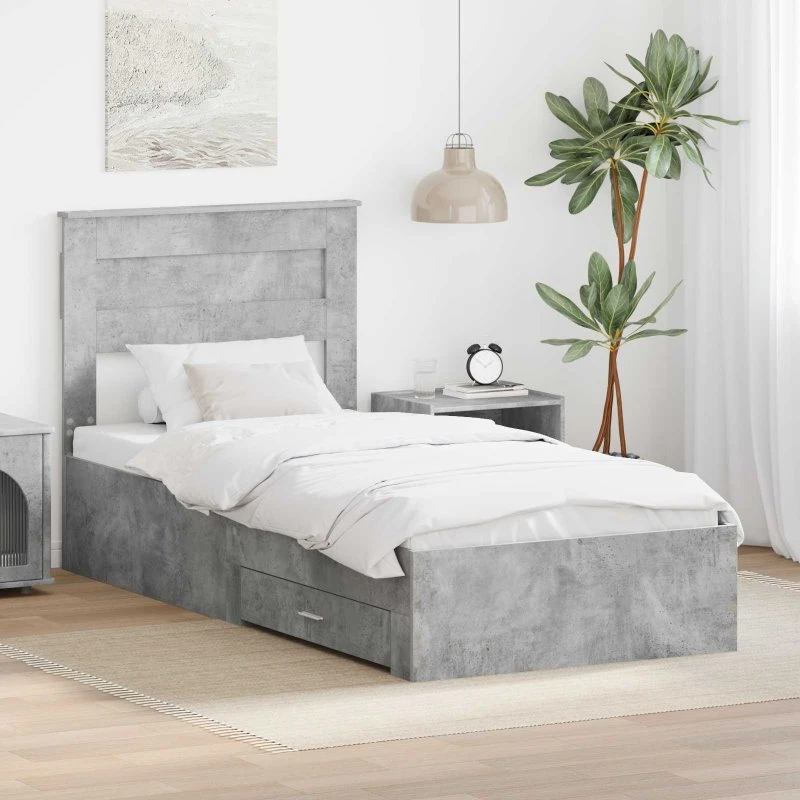 Sengestel med opbevaring Betongrå 90x200 cm
