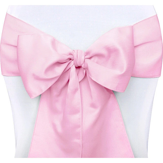 Satin 10 stk lyserøde stolebånd 15x275 cm