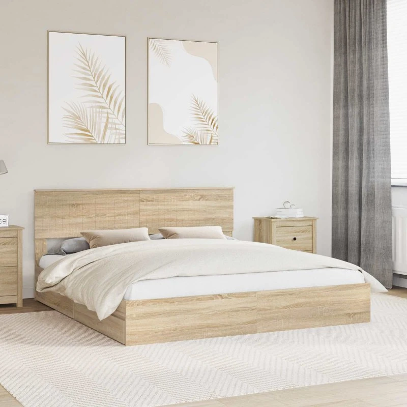 Opbevaringsseng Sonoma eg 180x200 cm i konstrueret træ