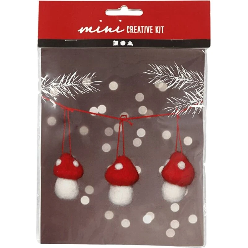 Mini DIY Kit – Paddehatte på snor (3 svampe, H 5,5 cm)