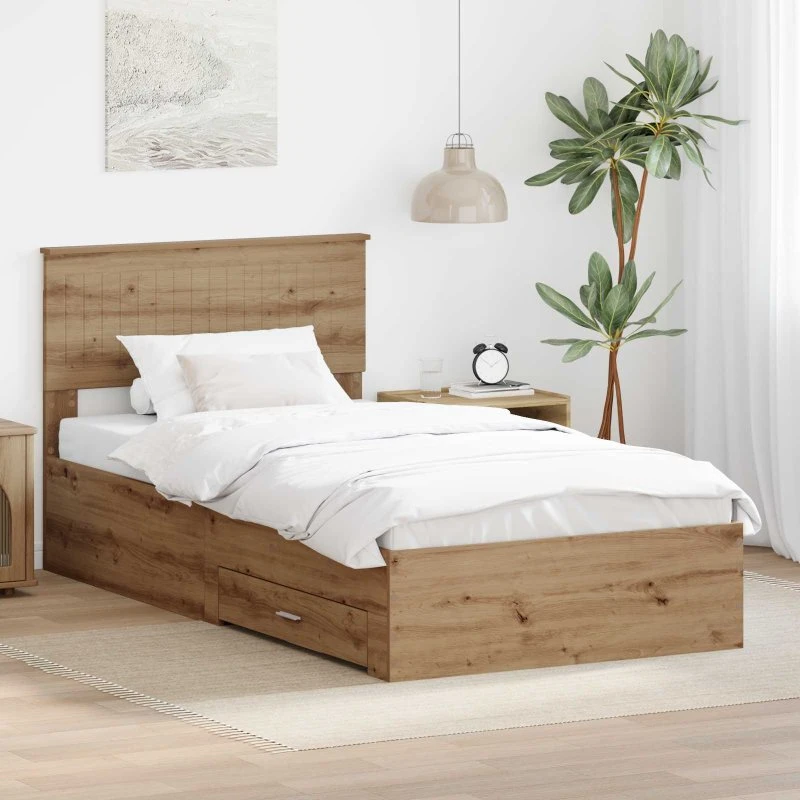 Sengestel Artisan i egetræ 100x200 cm – opbevaring
