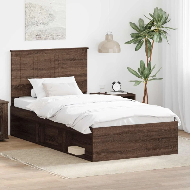 Sengestel i massivt fyrretræ 100x200 cm – Brun eg