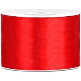Satinbånd 25 m - Rød, 50 mm