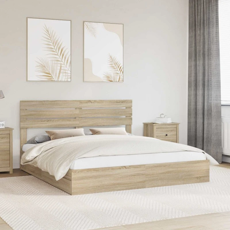 Opbevaringsseng Sonoma eg 180x200 cm i konstrueret træ