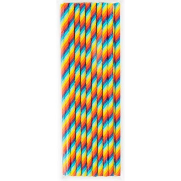 Papirsugerør Regnbue 20 stk – 6 mm, bionedbrydelige