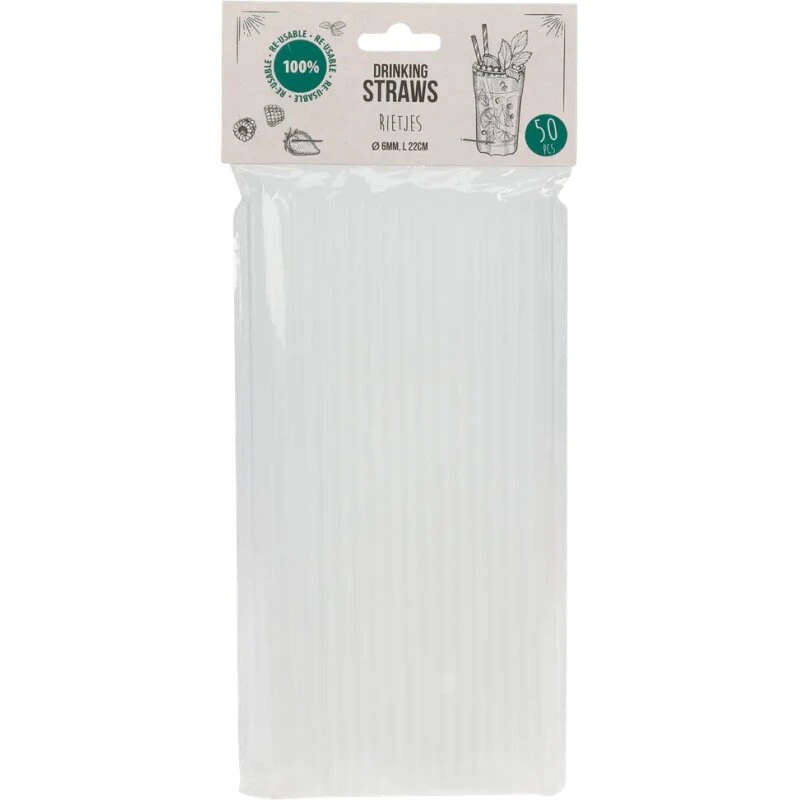 Genanvendelige sugerør 50 stk, 22 cm – klar/frostet